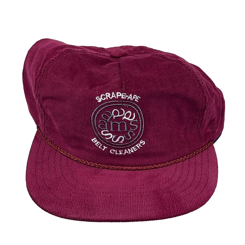 Vintage AMS Trucker Hat Cap Maroon Corduroy Rope 90s Made In USA Coal Mining XX1
